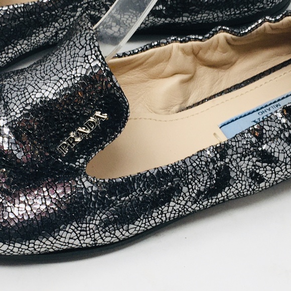 Prada ballet flats 37.5 silver leather - Picture 5 of 8